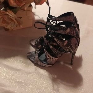 Zara Python booties sandal high heel